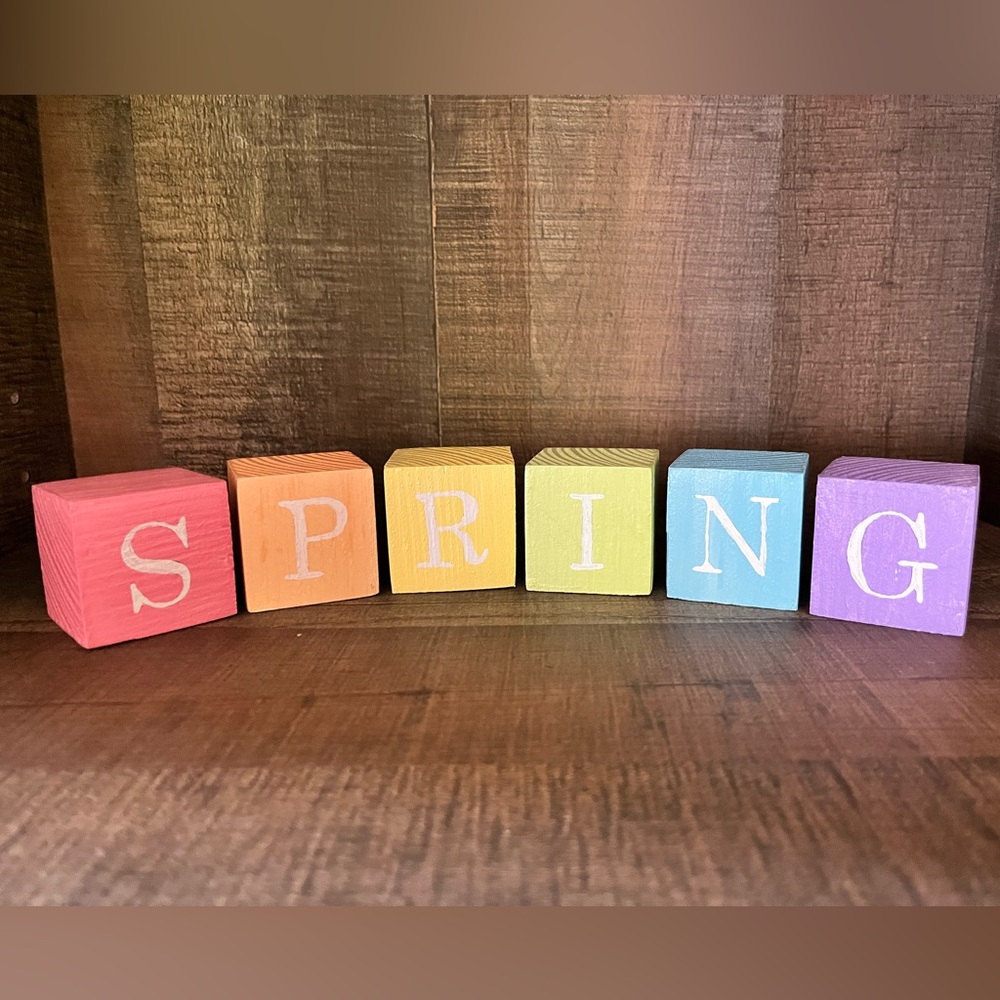 Pastel Spring Colored Stackable Wooden Blocks